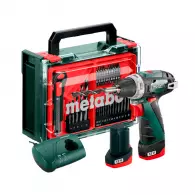 Акумулаторен винтоверт METABO POWERMAXX BS SET, 12V, 2.0Ah, Li-Ion, 34Nm