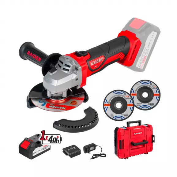 Акумулаторен ъглошлайф RAIDER RDP-SPAG20 Set, 20V, 4.0Ah, Li-Ion, ф125мм