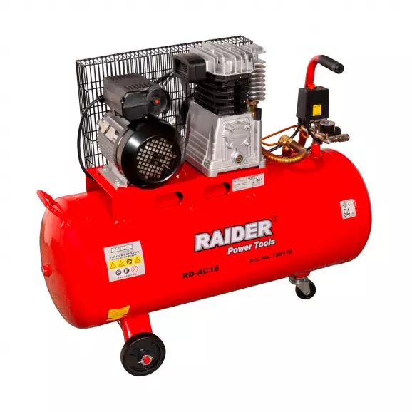 Компресор RAIDER RD-AC18, 100l, 8bar, 320 l/min, 1.8kW, 2.41hp, 230V