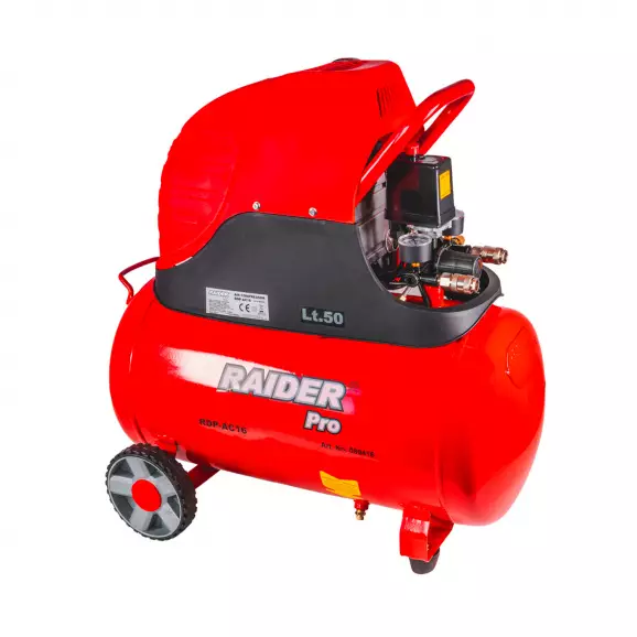 Компресор RAIDER RDP-AC16, 50l, 8bar, 110 l/min, 1.5kW, 2.0hp, 230V