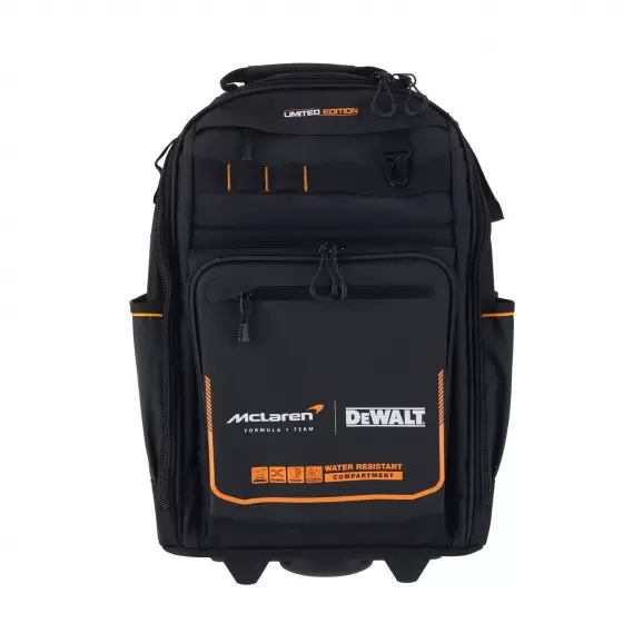 Раница за инструменти с колела DEWALT McLaren F1 Team Pro, 350x240x540мм, 36 джоба/отделения