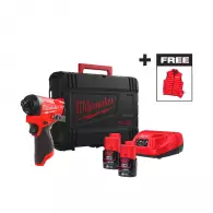 Акумулаторен гайковерт ударен MILWAUKEE M12 FID2MC-202X, 12V, 2.0Ah, Li-Ion, 170Nm, 1/4