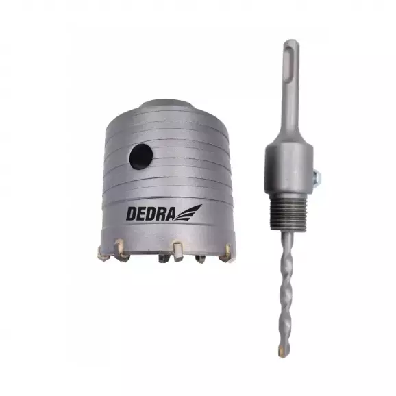 Боркорона с твърдосплавни пластини DEDRA 80мм, за бетон и зидария, SDS-plus