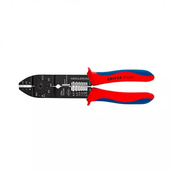 Клещи за кабелни обувки KNIPEX 0.5-6.0мм2, за изолирани и не изолирани обувки, двукомпонентни дръжки