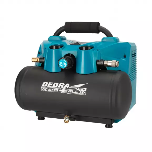 Компресор акумулаторен DEDRA DED7077V, 18+18V, 2.0-8.0Ah, Li-Ion, 6л, 90l/min, 8bar