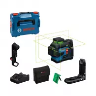 Линеен лазерен нивелир BOSCH GLL12V-100-33 CG, 12V, 2Ah, 3 лазерни линии, точност 3mm/10m, автоматично