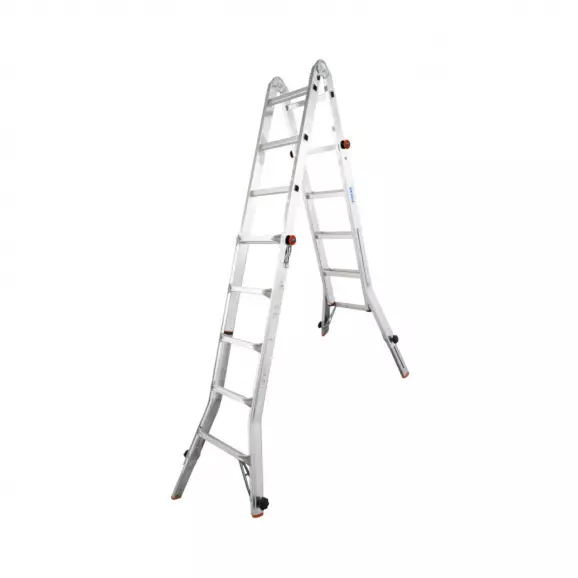 Алуминиевa стълба KRAUSE TELE VARIO 4x5, 3000/3900/6050мм(на стълбата), многофукционална, сгъваема, 150кг.