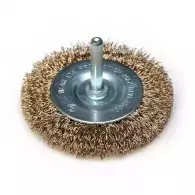 Четка дискова DEDRA 100x6мм, за бормашина, плоска, месингова, с опашка 6мм