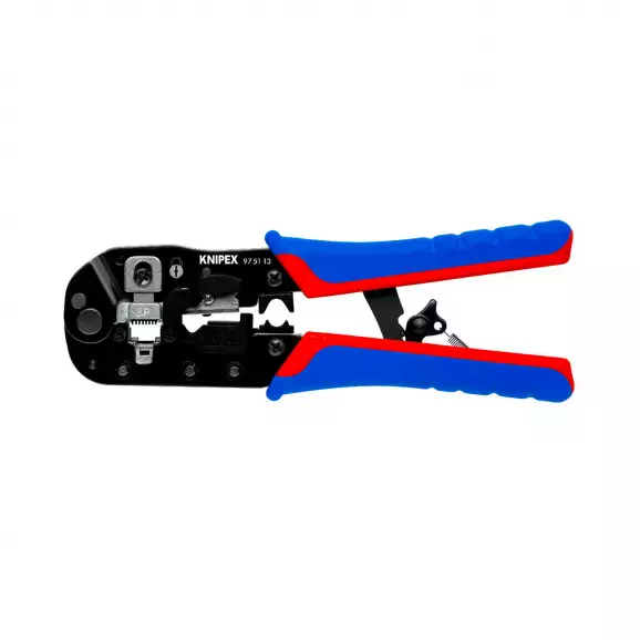 Клещи кримпващи KNIPEX 190мм, RJ45, двуцветни-двукомпонентни дръжки