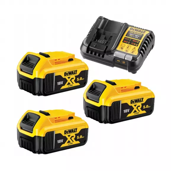 Комплект батерия и зарядно устройство DEWALT DCB1104P3-QW, 18V, 5.0Ah, Li-Ion