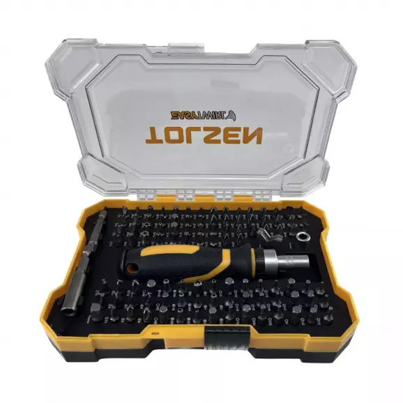 Отвертка с накрайници TOLSEN 105 части, PH, PZ, TX, SB, Spaner, квадрат, шестостен, с магнитен държач