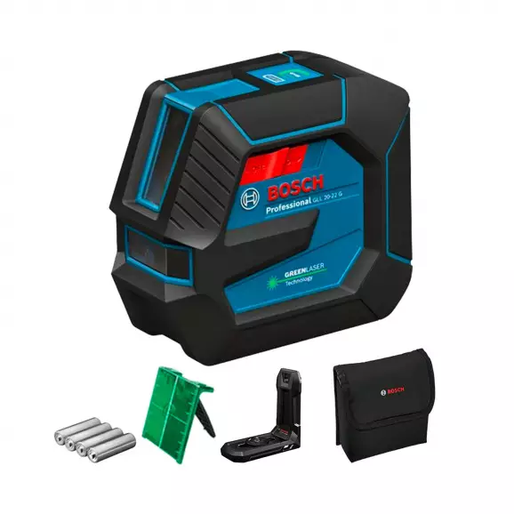 Линеен лазерен нивелир BOSCH GLL 20-22 G, 2 лазерни линии, точност 3mm/10m, автоматично