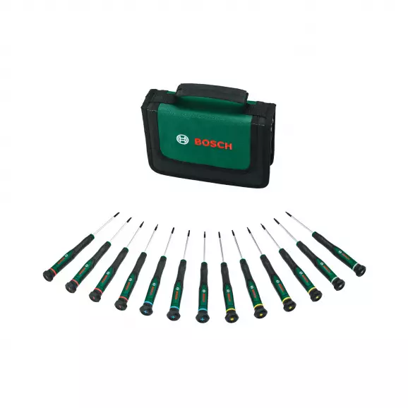 Отвертки комплект BOSCH 13части, PH, SB, TX, шестостен, двукомпонентна дръжка