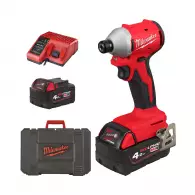 Акумулаторен ударен винтоверт MILWAUKEE M18 BLIDRC-402C, 18V, 4.0Ah, Li-Ion, 190Nm, 1/4