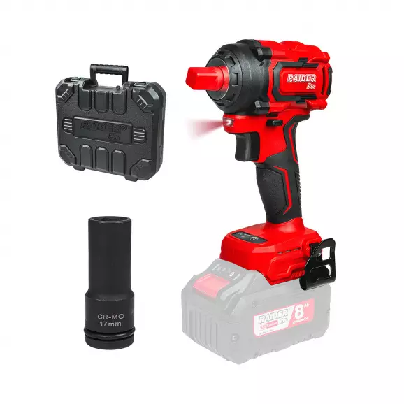 Акумулаторен гайковерт ударен RAIDER RDP-BCBIW20 Solo, 20V, 1.5-8.0Ah, Li-Ion, 1/2