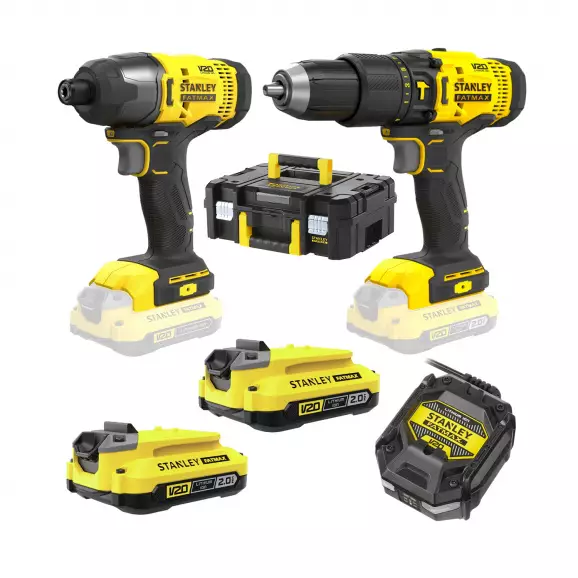 Акумулаторен комплект STANLEY SFMCK465D2T (SFMCD711+SFMCF800), 18V, 2.0Ah, Li-Ion
