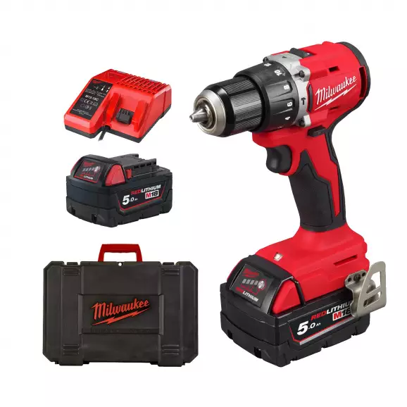 Акумулаторен ударен винтоверт MILWAUKEE M18 BLPDRC-502C, 18V, 5.0Ah, Li-Ion, 60.5Nm, безчетков