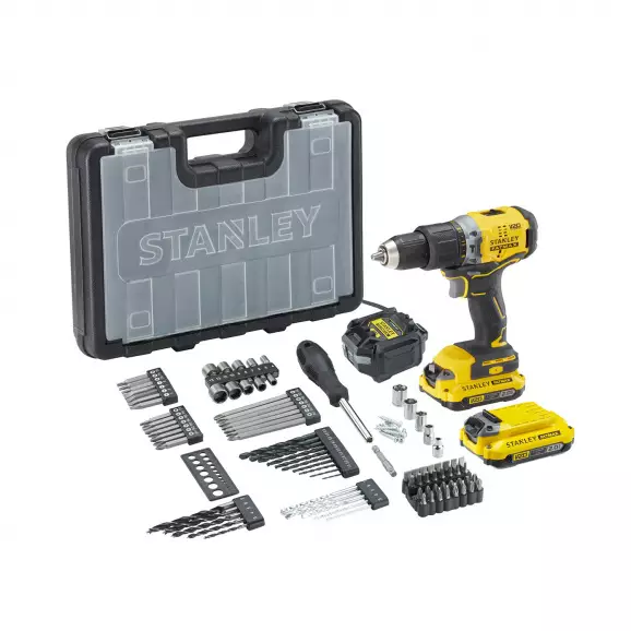 Акумулаторен ударен винтоверт STANLEY DCD701D2, 18V, 2.0Ah, Li-Ion, 60Nm, безчетков