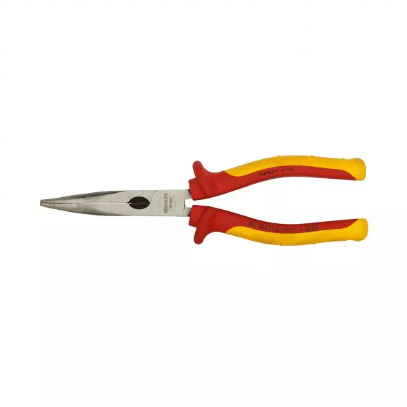 Жустерни клещи STANLEY 200мм 1000V, криви, CrV, полукръгли плоски, двукомпонентна дръжка