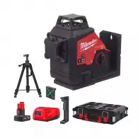 Линеен лазерен нивелир MILWAUKEE M12 3PLSKIT-401P, 3 лазерни линии, точност 3mm/10m, 38м, автоматично