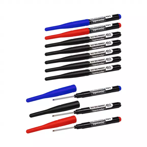 Маркер за дълбоки отвори TOPMASTER - 10бр., 2 сини, 2 червени, 6 черни