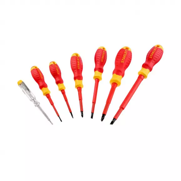 Отвертки комплект STANLEY VDE 7части, 1000V, PZ, SB, двукомпонентна дръжка