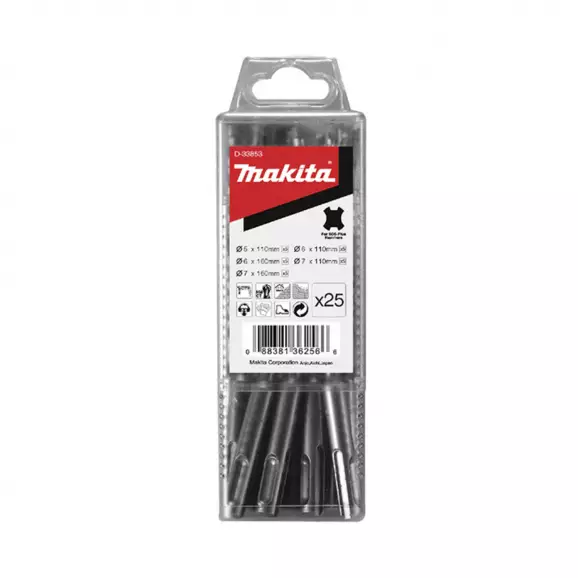 Свредла MAKITA 5.0-7мм 25части, за бетон, HM, 2 режещи ръбa, SDS-plus