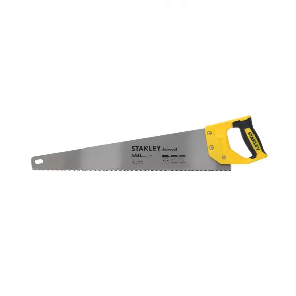 Трион за дърво STANLEY Sharpcut 550мм, със закалени зъби, двукомпонентна дръжка