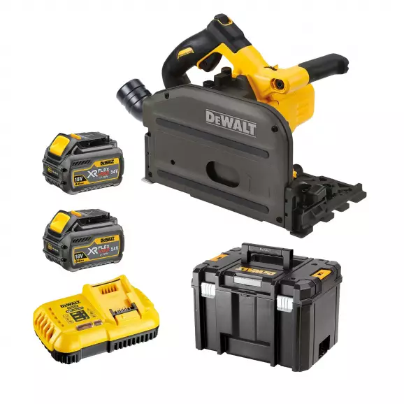Акумулаторен циркулярен трион DEWALT DCS520T2-QW, 54/18V, 2.0/6.0Ah, Li-Ion, ф165х20мм, 4200об/мин, безчетков