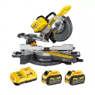 Акумулаторен настолен потапящ циркуляр DEWALT DCS727T2-QW, 54/18V, 2.0/6.0Ah, Li-Ion, ф250x30мм, 4300об/мин, безчетков