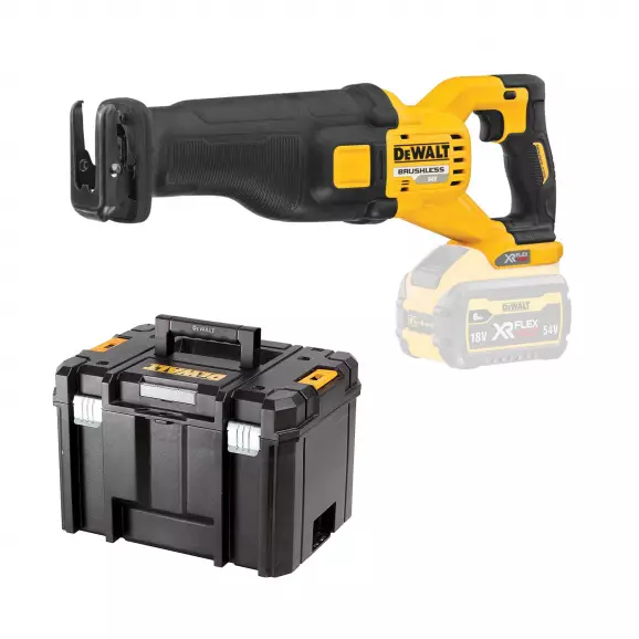 Акумулаторен саблен трион DEWALT DCS389NT-XJ, 54/18V, 2.0/6.0-5.0/15Ah, Li-Ion, 28.6mm, 300mm, безчетков