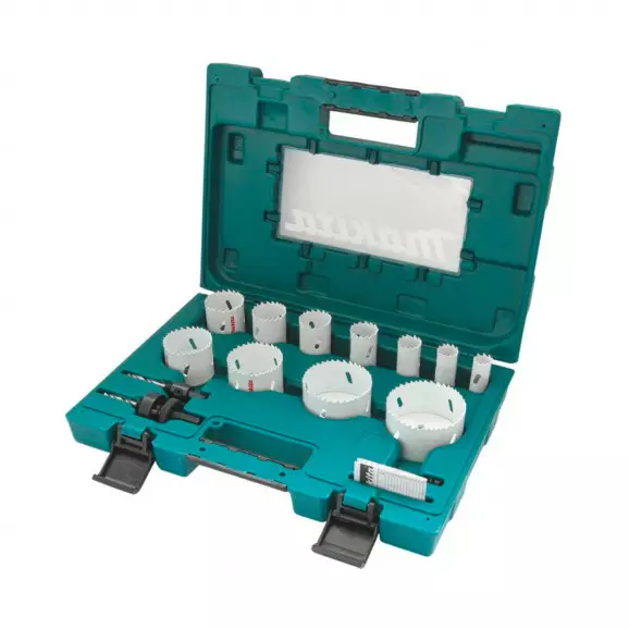 Боркорони MAKITA 19-75мм 14части, за дърво и цветни метали, 38мм-работна дължина, Bi-Metal, в куфар