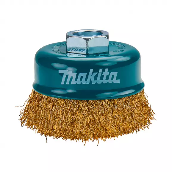 Четка камбанка за ъглошлайф MAKITA 75х0.3мм/М14, стоманена с месингово покритие, 0.3мм-тел