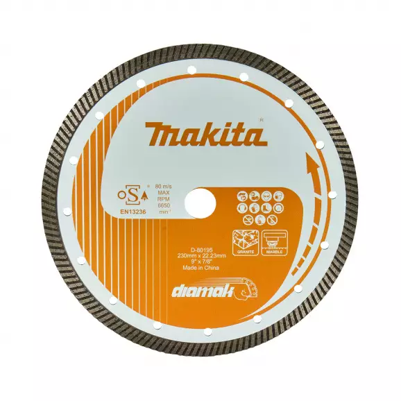 Диск диамантен MAKITA Diamak 230x2.6x22.23мм, за зидария, мрамор, гранит, сухо рязане