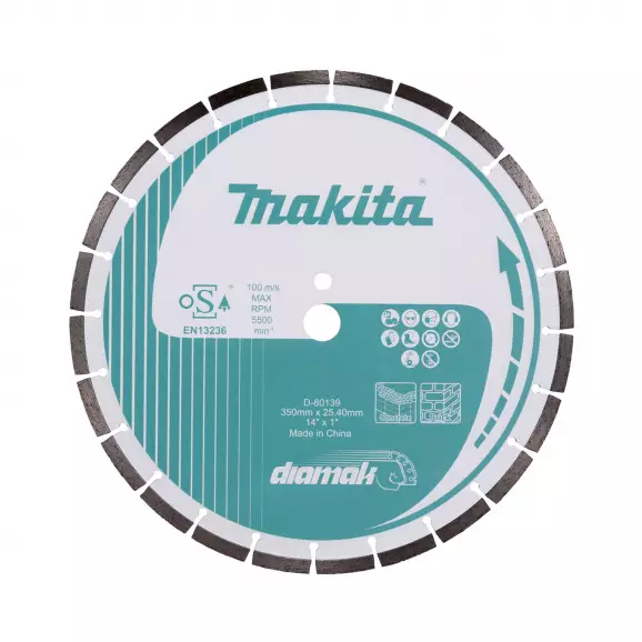 Диск диамантен MAKITA Diamak 350x3.2x25.4мм, за бетон, зидария, мрамор, гранит, сухо и мокро рязане