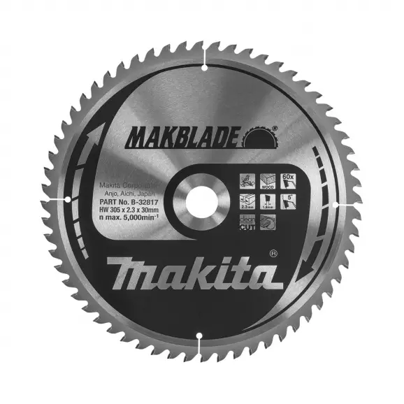 Диск с твърдосплавни пластини MAKITA MAKBLADE 305/2.3/30 Z=60, за дървесина