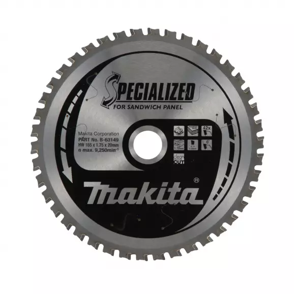 Диск с твърдосплавни пластини MAKITA SPECIALIZED 165/1.75/20 Z=42, за сандвич панели