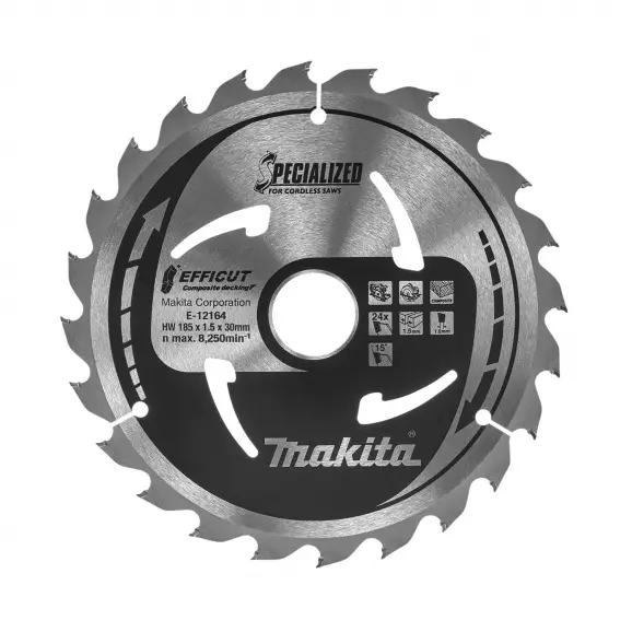 Диск с твърдосплавни пластини MAKITA SPECIALIZED 185/1.5/30 Z=24, за дървесина, композитни материали
