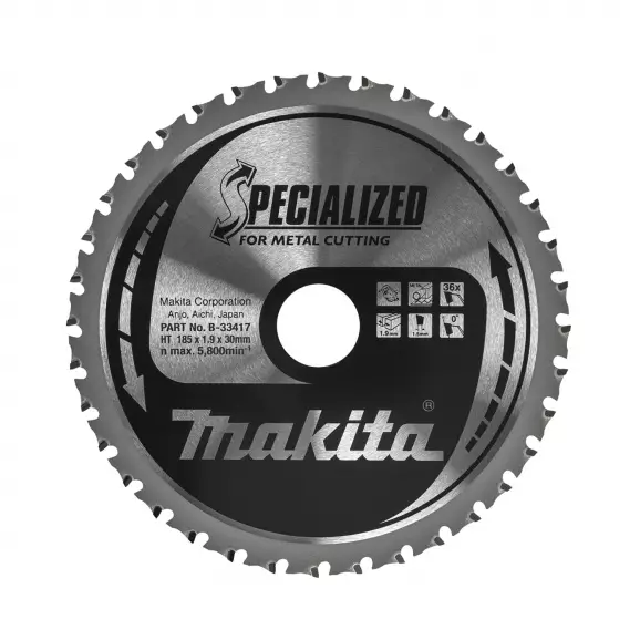 Диск с твърдосплавни пластини MAKITA SPECIALIZED 185/1.9/30 Z=36, за метал