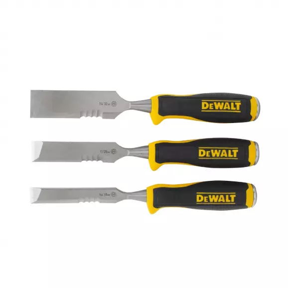 Длето дърводелско плоско DEWALT 18-32мм 3части, с пластмасова дръжка