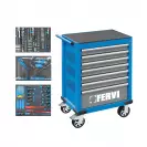 Количка за инструменти с чекмеджета FERVI C960C3C 235 части, с 7-чекмеджета, комплект с инструменти, 770x460x985 - small