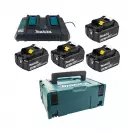 Комплект батерии и зарядно устройство MAKITA Makpac 2 BL1830 x 4 + DC18RD, 18V, 3.0Ah, Li-Ion - small