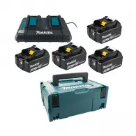 Комплект батерии и зарядно устройство MAKITA Makpac 2 BL1830 x 4 + DC18RD, 18V, 3.0Ah, Li-Ion