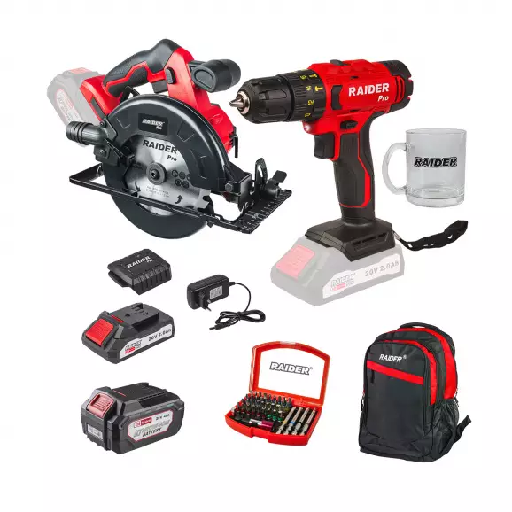 Акумулаторен комплект RAIDER RDP-BXS2 (RDP-PCD20 + RDP-YCS20) Set, 20V, 2.0/4.0Ah, Li-Ion