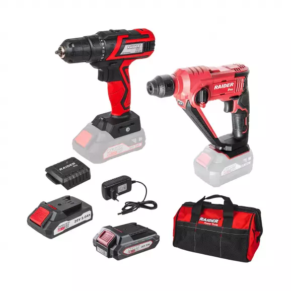 Акумулаторен комплект RAIDER RDP-BXS9 (RDP-KCD20 + RDP-SRH20), 20V, 2.0Ah, Li-Ion