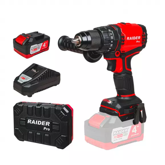 Акумулаторен ударен винтоверт RAIDER RDP-YBID20, 20V, 4.0Ah, Li-Ion, 60Nm, безчетков
