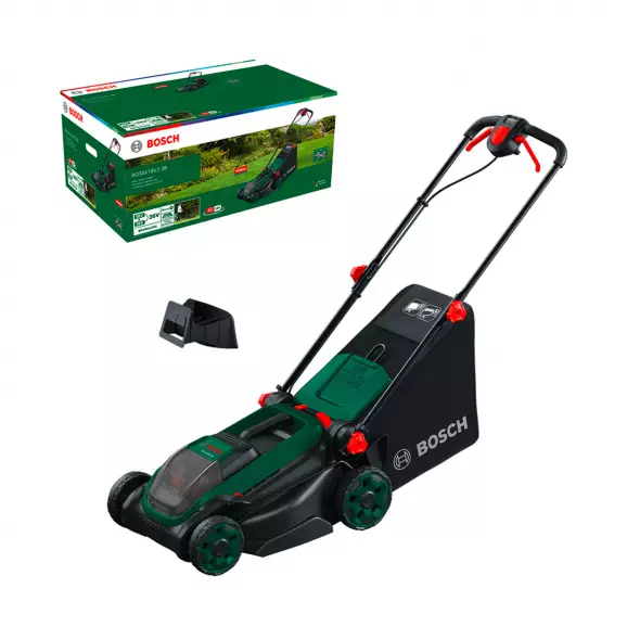Акумулаторна косачка BOSCH ROTAK18V2-38 Solo, 18V, 2.0-6.0Ah, Li-Ion, 380мм, безчетков мотор