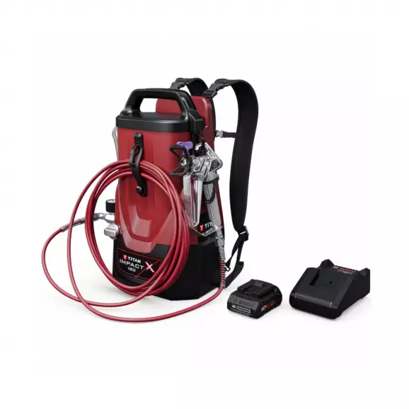 Акумулаторна помпа за боядисване TITAN Impact X120, 18V 4Ah Li-Ion, 110bar, 0.9l/min, дюзата 0.017