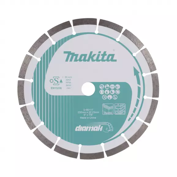 Диск диамантен MAKITA Diamak 230x22.23мм, за бетон и зидария, сухо и мокро рязане