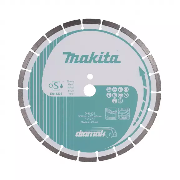 Диск диамантен MAKITA Diamak 300x25.4мм, за бетон и зидария, сухо и мокро рязане